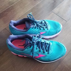 Mizuno Wave Rider 20, women's size 6, teal and pink